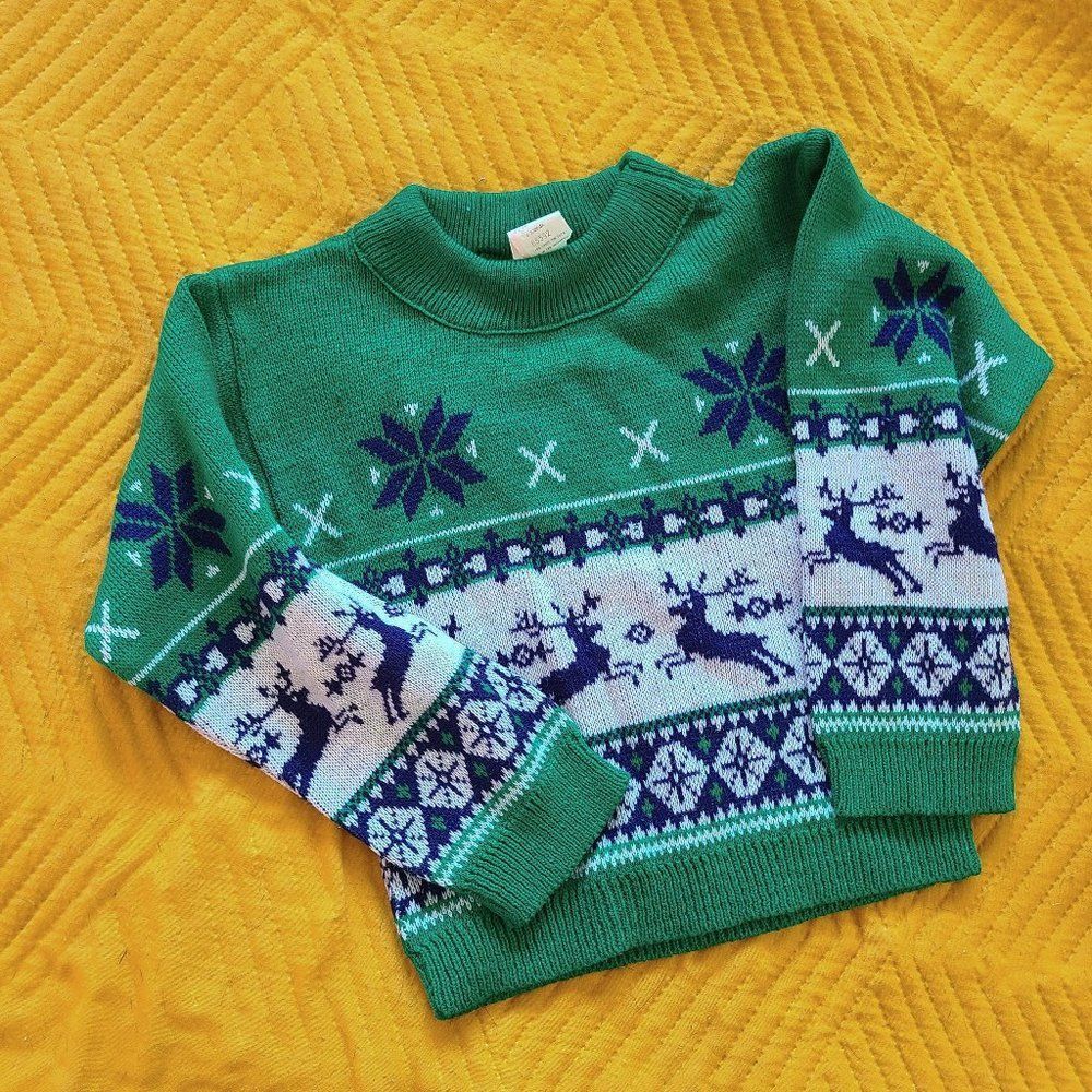 Vintage Kids Christmas Holiday Winter Sweater Size 4T